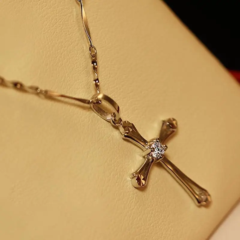 Кристалл Иисуса Креста ожерелье невесты серебряный один кристалл кулон Женская