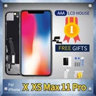 ЖК-дисплей AAA для iPhone X XS Max 11 Pro, OLED дисплей с 3D сенсорным дигитайзером, сменный экран в сборе, True Tone, без битых пикселей
