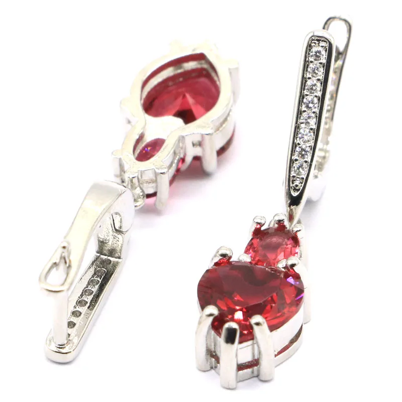 34x8 мм Лидер продаж серьги в форме сердца розовый Raspberry родолит гранат Белый CZ