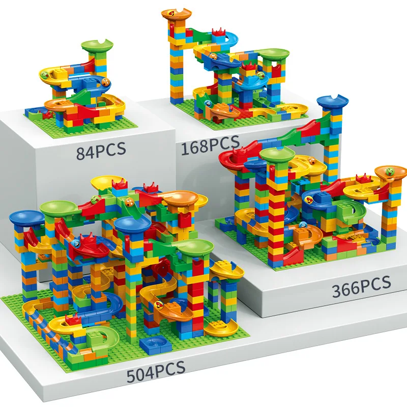 

New 84-504PCS Size Marble Race Run Blocks Maze Ball Track Building Blocks Plastic Funnel Slide Assemble DIY Bricks Kids Gifts