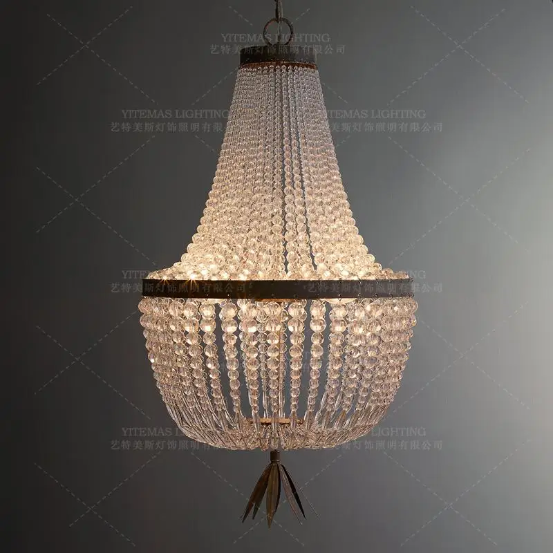 

Small Vintage crystal bead chandelier lighting retro chandelier industrial hanging lights kitchen bedroom indoor light fixture