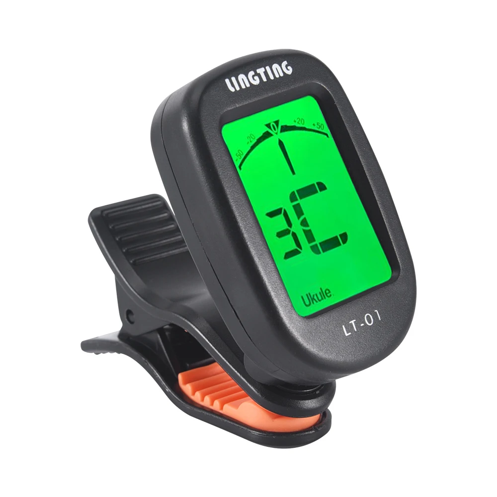

LT-01 Mini Clip-On Digital Electronic Tuner 360° Rotatable with 2 Backlight LCD Screen for Guitar Bass Ukulele Violin