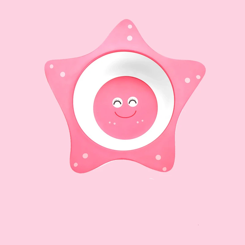 star Цельная миска для кормления ребенка, эко бамбуковая посуда, нескользящая посуда для кормления, детская посуда, мультяшная детская бамбуковая тарелка - Цвет: star