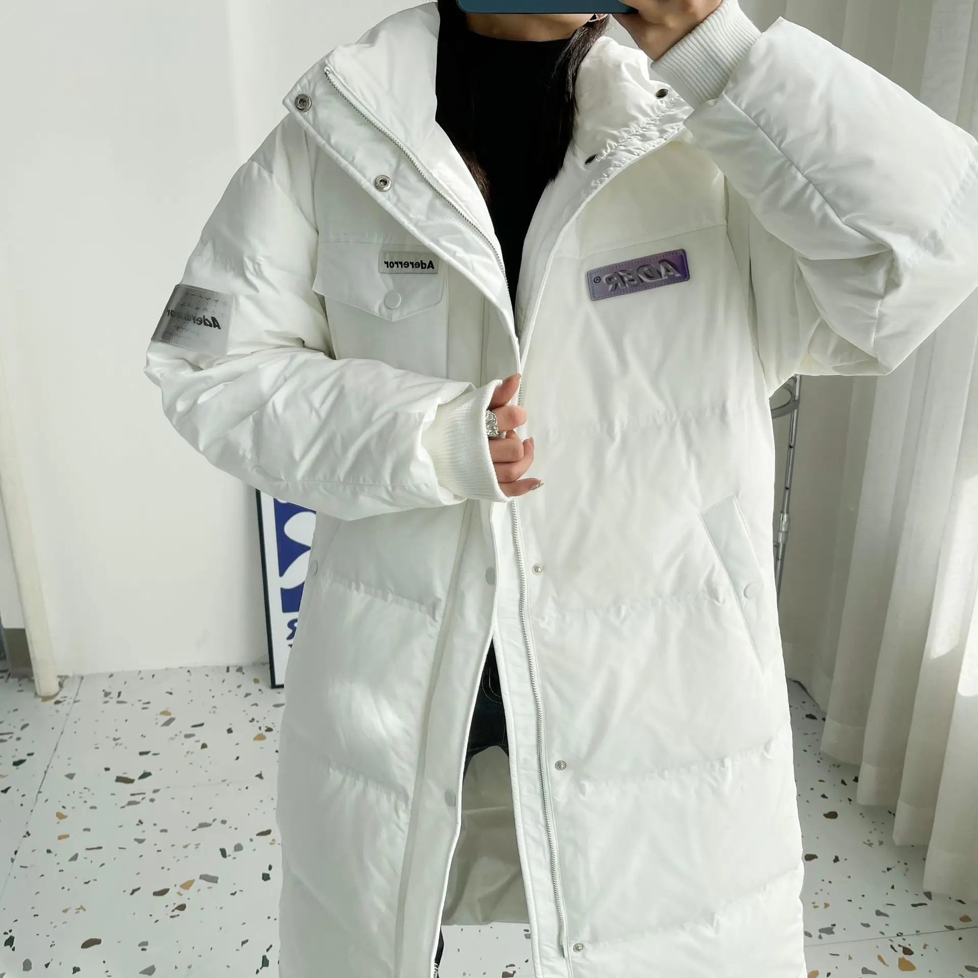 

2021Ader1:1 High Quality Winter Ladies Long Down Jacket Women's Thick White Duck Down Jacket Hooded Warm Jacket Women Coats Tops