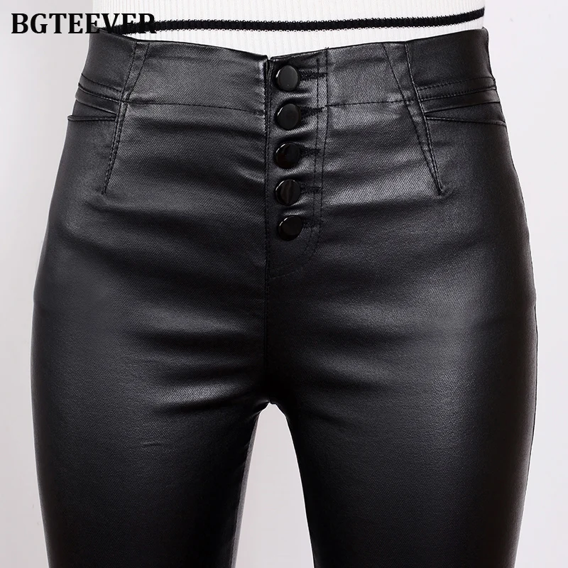 BGTEEVER зимние штаны из эластичного флиса женские кожаные теплые бархатные брюки