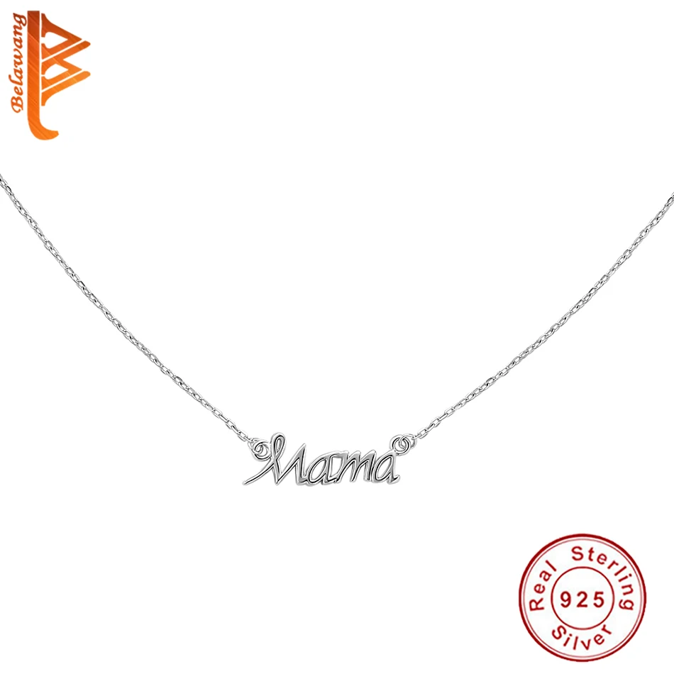 

Real 925 Sterling Silver Jewelry Delicate Letter Mama Necklace For Women Small Mom Necklace Mother's Day Gifts