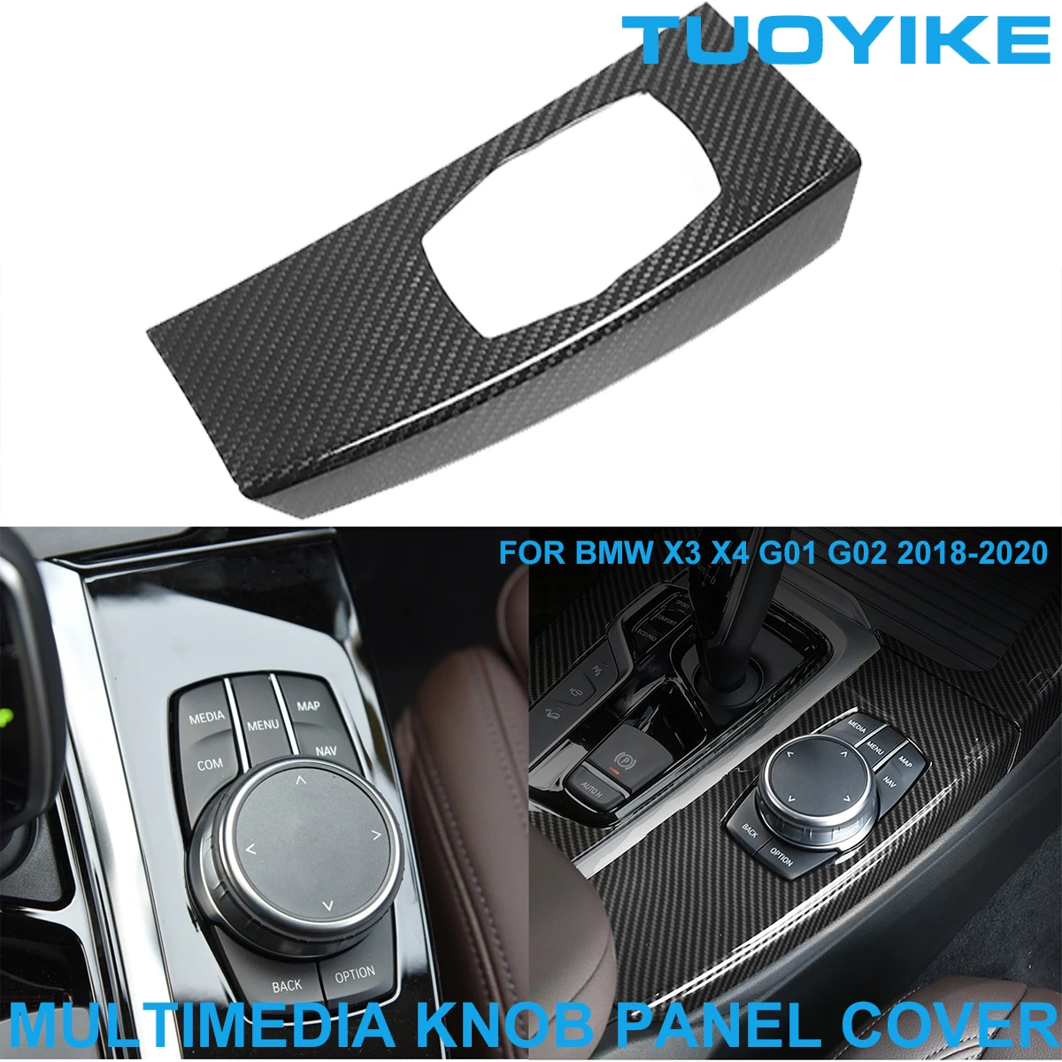 

LHD RHD Car Styling Real Carbon Fiber Central Multimedia Panel Trim Cover Decorative Sticker For BMW X3 X4 G01 G02 2018-2020