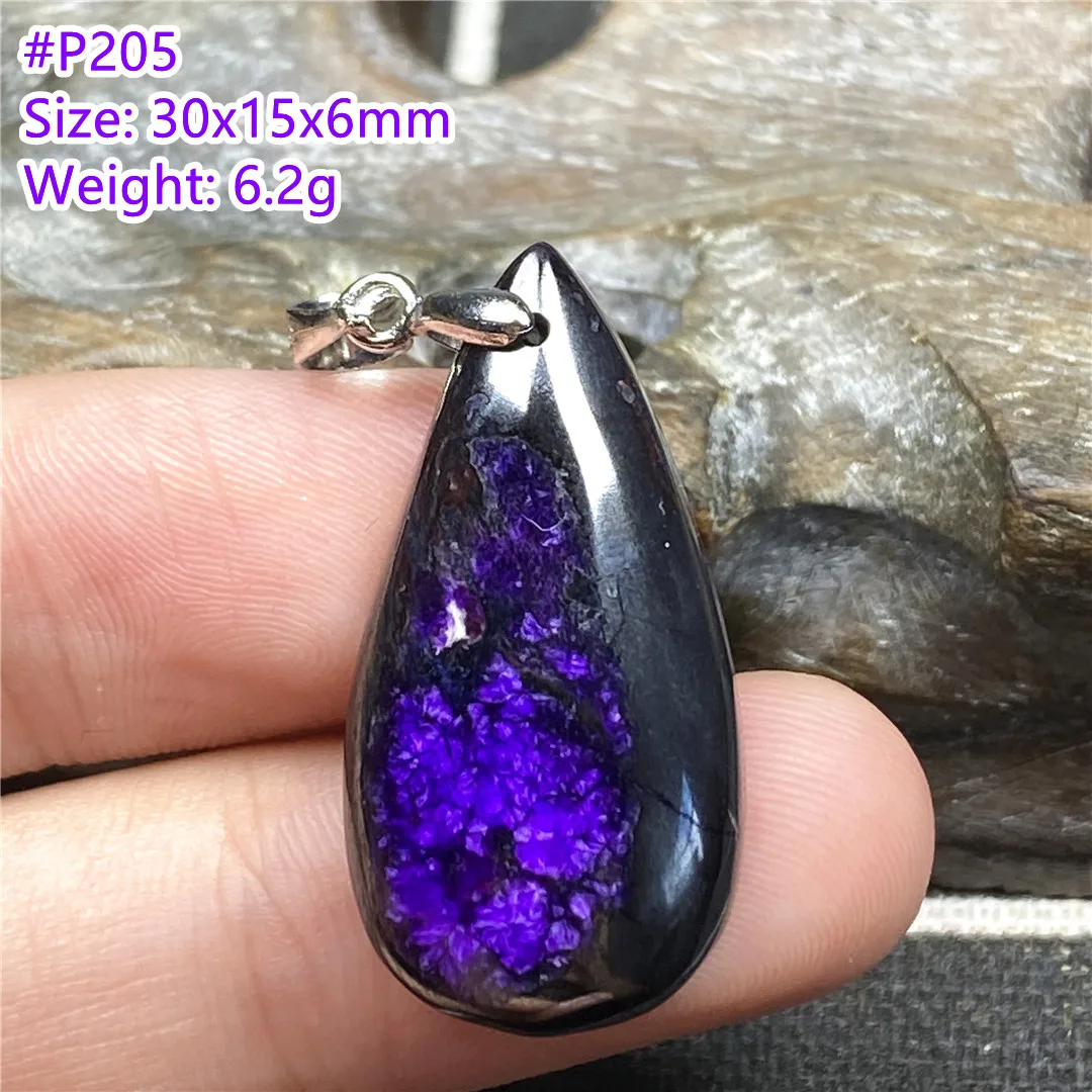 

Top Natural Royal Purple Sugilite Beads Pendant Jewelry For Women Man Healing Crystal 30x15x6mm Silver Anticancer Stone AAAAA