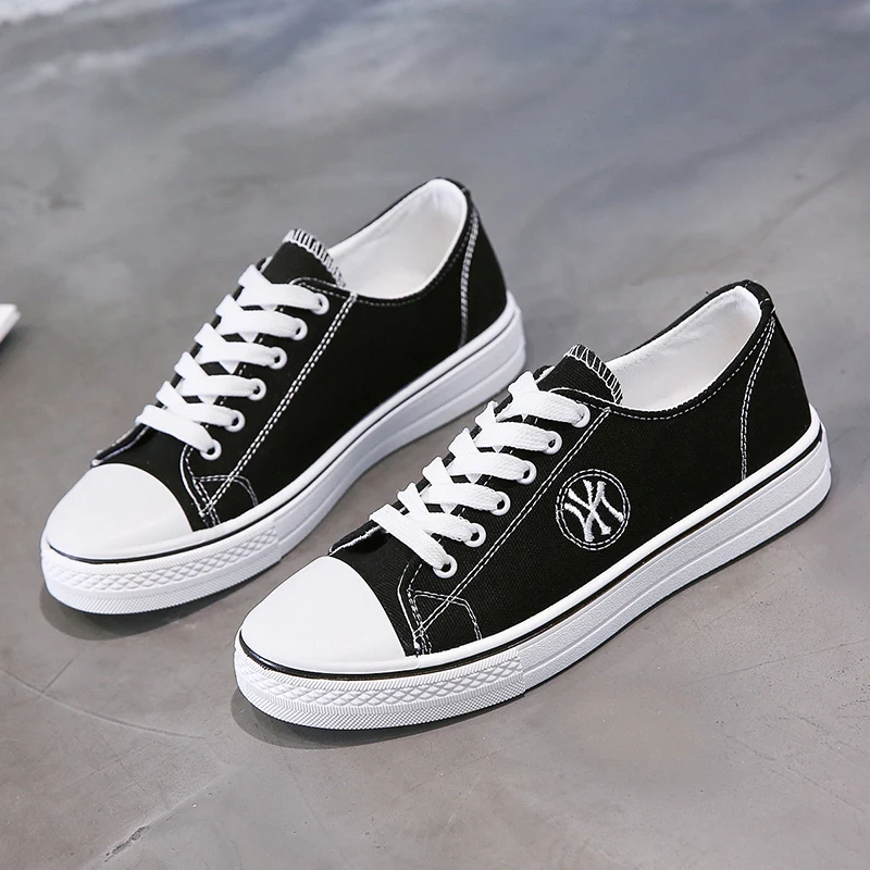 

2020 spring and autumn ladies canvas sneakers comfortable shoes vulcanized flat shoes casual lace up female training shoes