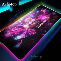 Zero Two Darling The Franxx RGB Large Gaming Mouse Pad XXL Glowing Led Extended Mousepad Rubber Computer Keyboard Desk Mat