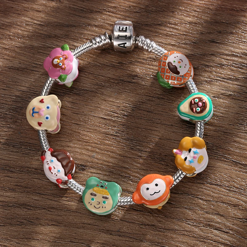 

Новые серебряные бусины 925 пробы с героями мультфильмов милые моделирование, Чарующее ювелирное браслет украшения рукоделие своими руками ...