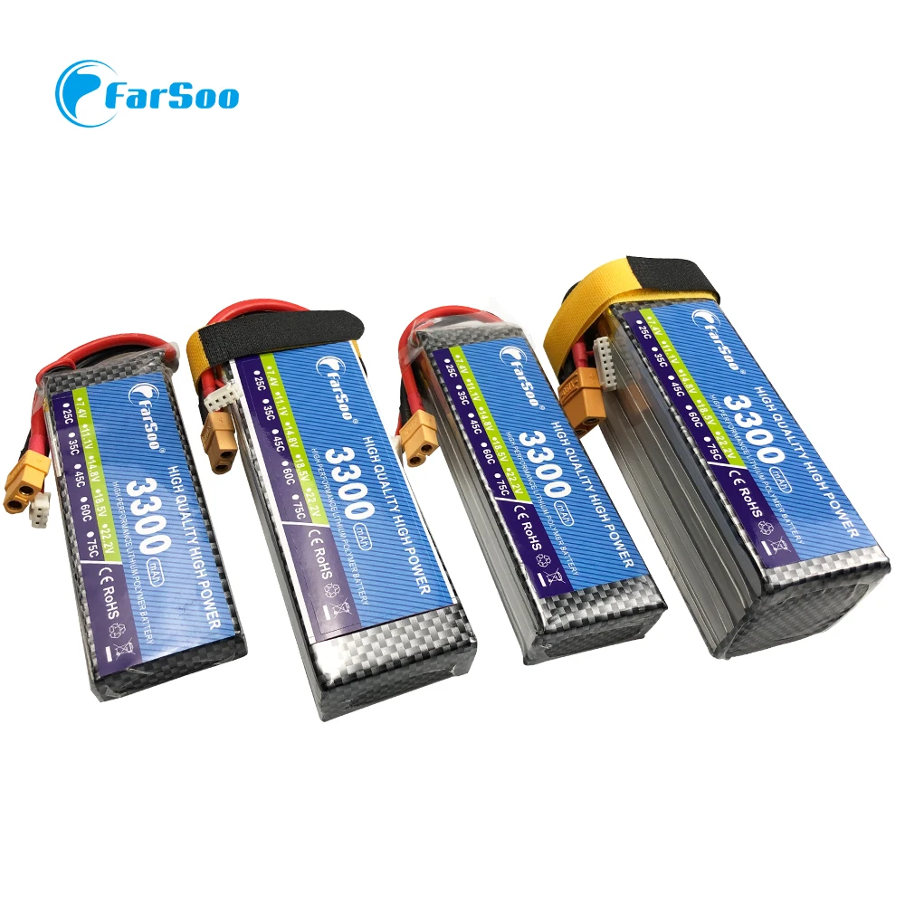 2S 7.4V RC LiPo Аккумулятор 900мАч 1300мАч 2200мАч 3300мАч 4500мАч 6000мАч 25C 35C Для Самолета Дрона Вертолета Автомобиля.