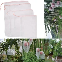50pcs set garden plant fruit protect drawstring mesh net bag anti bird netting home gardening white nylon net insect proof bag