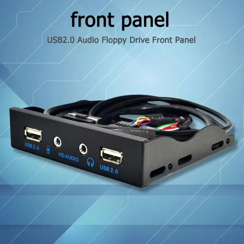 VKTECH 3 5 дюймовый 9 контактный до 2 USB концентратор флоппи Бей HD аудио 0 мм передняя