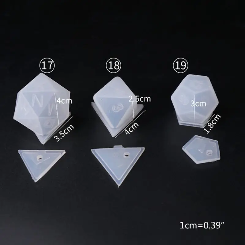 DIY Crystal Epoxy Mold Dice Fillet Shape Multi-spec Digital Game High Mirror Silicone Mould Making Accessories images - 6