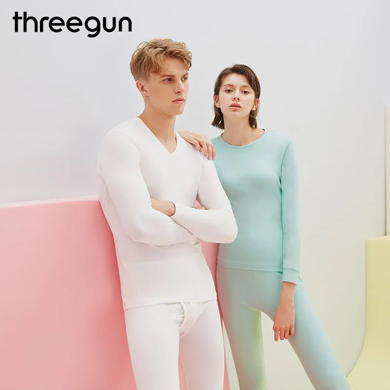 THREEGUN Lycra Нижнее белье Зимнее мужское теплое тепловое нижнее Пара Мужчины Длинные