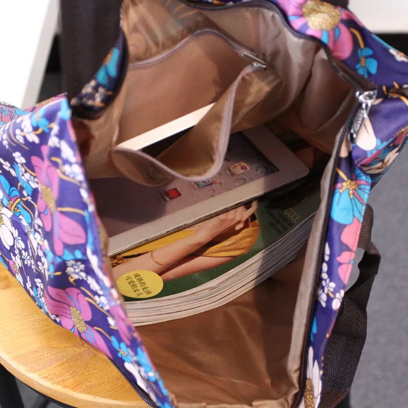 

Fashion Folding Single Shoulder Bag Nylon Women's Handbag Portable Lady's Shopping Bag Large Capacity Handbags for Notebook