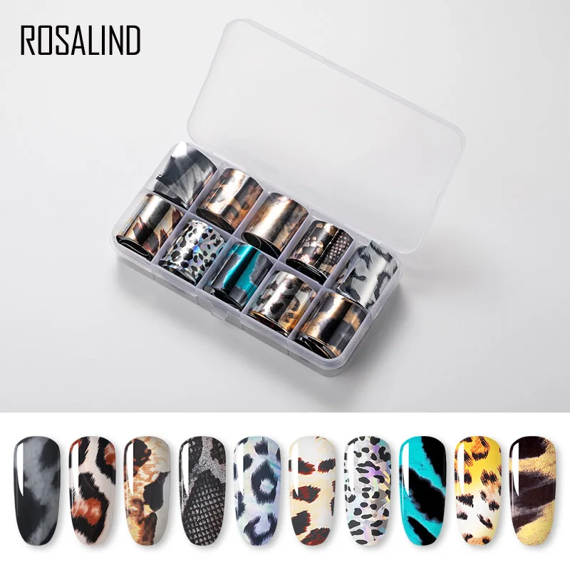 ROSALIND Slider Foil Stickers For Nails Art decals Manicure Set Design Top Semi Permanent Nail Stickers Kit Need Base Gel Polish