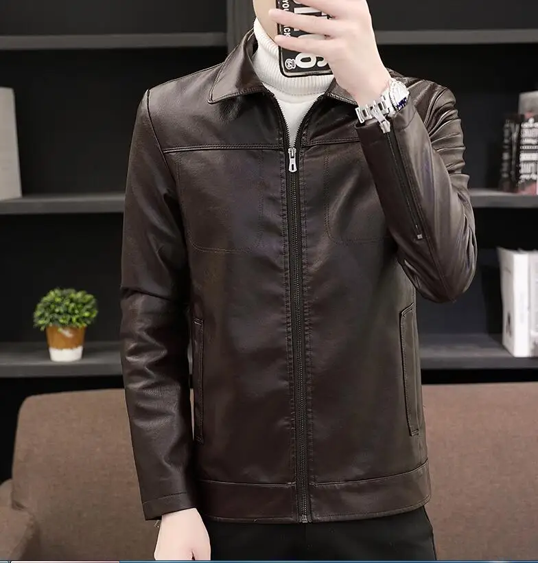 Новинка Осень-зима 2021 для молодых мужчин кашемировая кожаная куртка casaco masculino