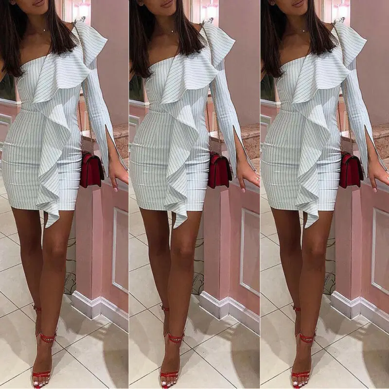 Красивая женская одежда на одно плечо сексуальное облегающее платье мини-платья