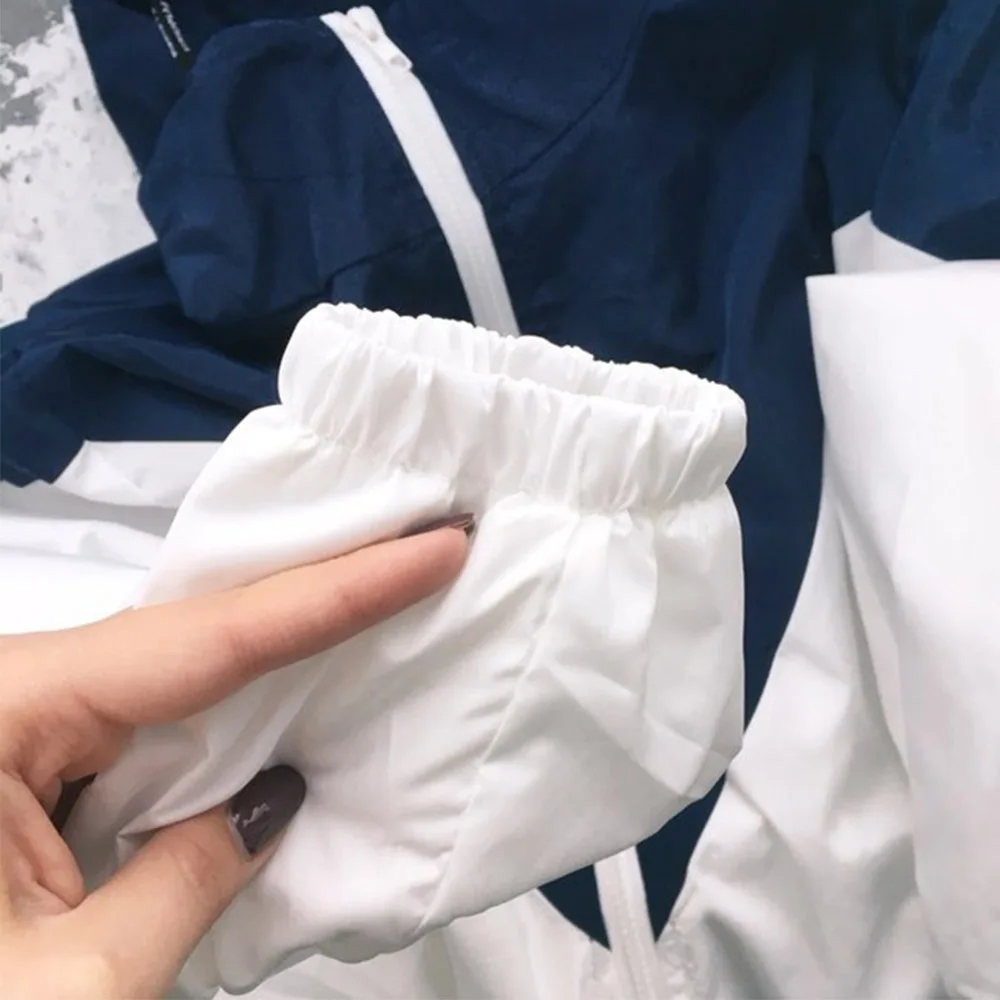 ZAFUL двухцветная ветровка с капюшоном, лоскутные куртки, Женская цветная куртка на молнии, весна, повседневные пальто, верхняя одежда