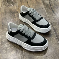 2021 new leather thick soled white shoes womens flat bottom sports casual shoes breathable lightweight running shoes tide