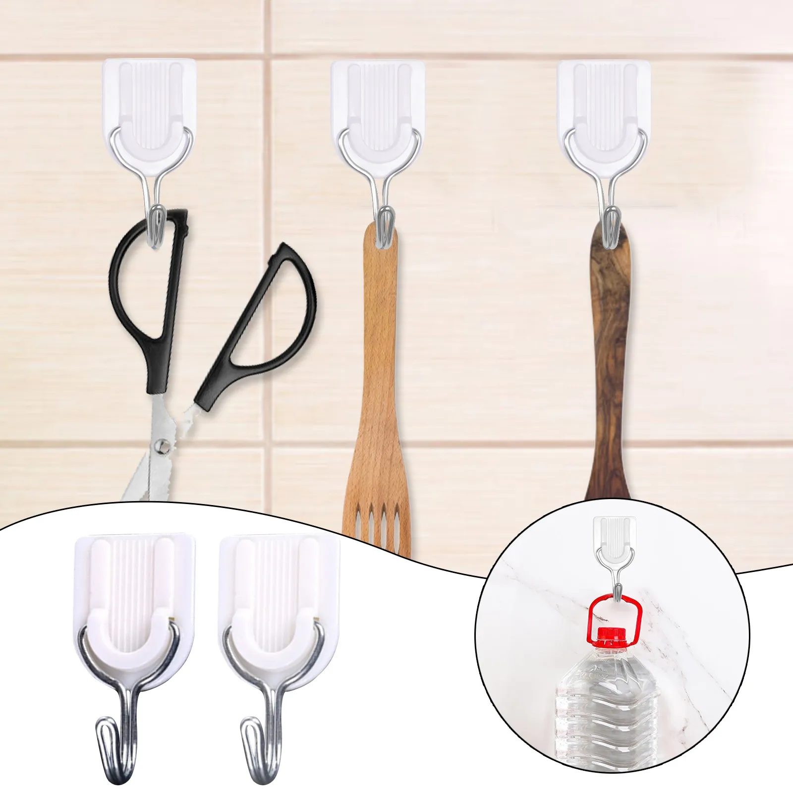 

Adhesive Hooks Reusable Utility Hooks Wall Hooks White Seamless Hooks Oil Proof For Kitchen Bathroom Ceiling Office Window