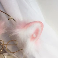 handmade work new pink cat ears hairhoop tail headwear beast cosplay costume accessories for girl women