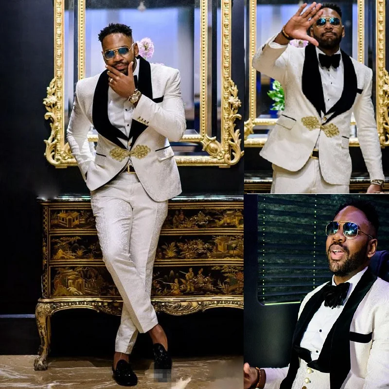 Новый дизайн Свадебный мужской костюм из 3 предметов облегающий с цветочным