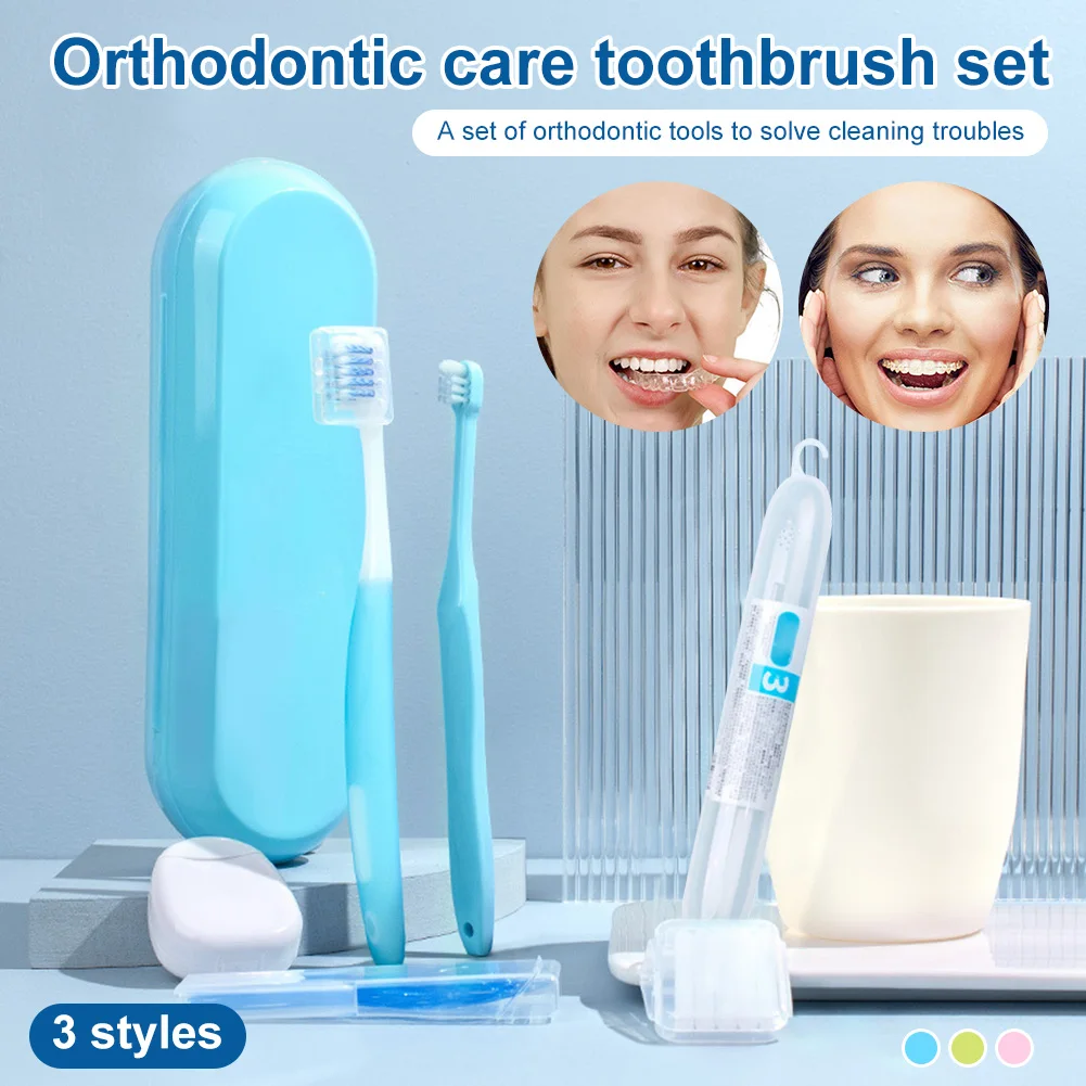 

Dental Teeth Orthodontic Care Kit Oral Cleaning Brush Floss Threader Wax Interdental Brush Set Health Oral Tooth Care Hot Sale