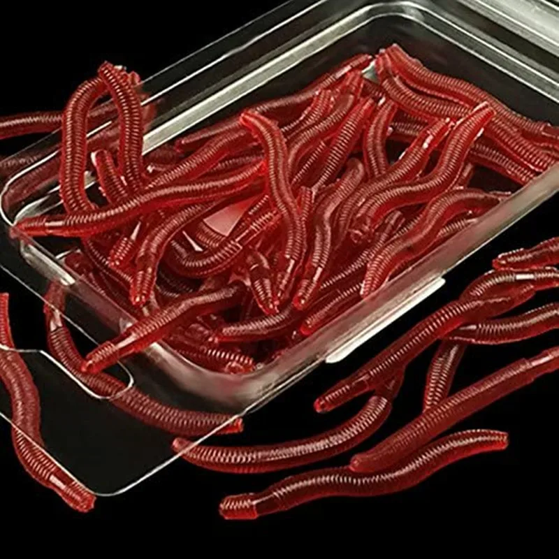 

1kg Wholesale Lifelike Silicone Red Worm Soft Lures Earthworm Artificial Rubber Baits Shrimp Flavor Additive Bass Carp Tackle