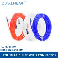 8x5mm high pressure flexible air hose pipe with connectors compressor straight tube pipe belt red blue pneumatic