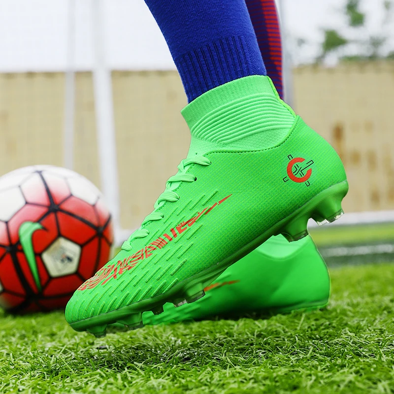 

Outdoor Men Boys Soccer Shoes Football Boots High Ankle Kids Cleats Training Sport Sneakers Size 35-45 Dropshipping