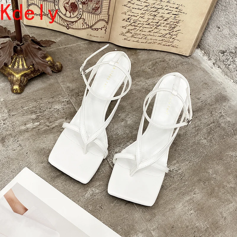 

2021 New Summer Women Pumps Shoes Fashion Heel Mules Slippers Elegant Square Toe High Heels Slippers Ladies Party Dress Shoes