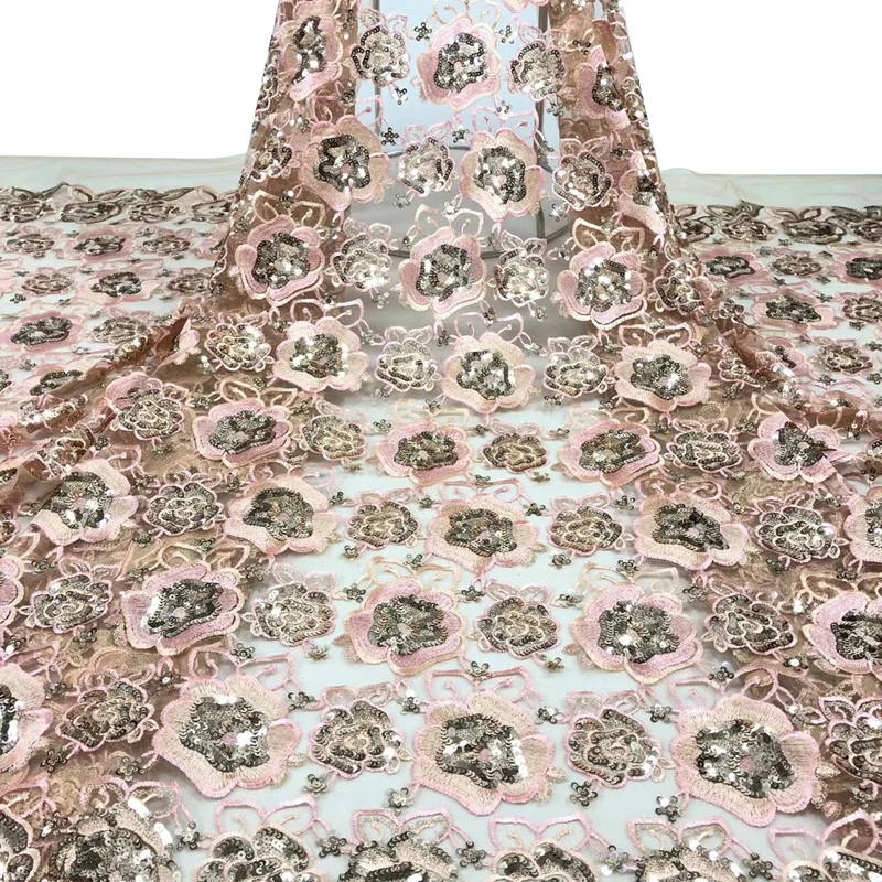 Новинка 2020 модный дизайн французский тюль кружевная ткань вышивка с блестками