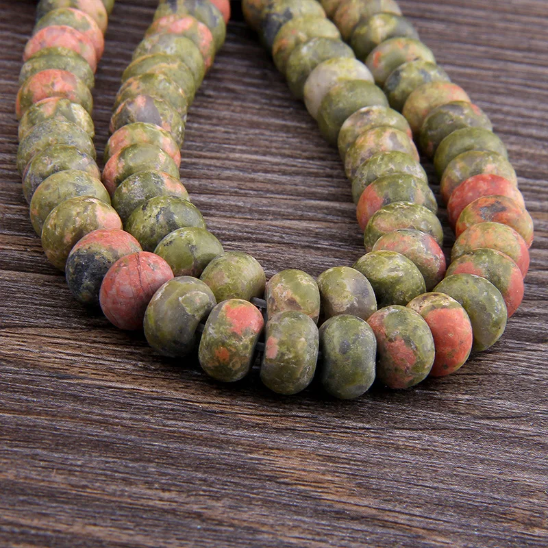 Бусины из натурального зеленого камня unakite Jaspers матовые бусины с россыпью круглые