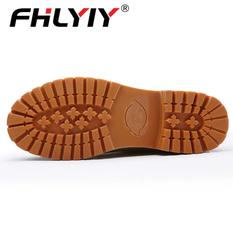 Fhlyiy/брендовая мужская зимняя обувь; обувь из древесины; мужские кожаные ботинки; осенние ботильоны; удобная резиновая обувь; Zapatos De Hombre