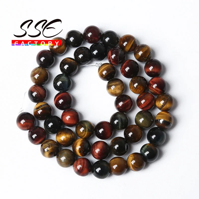 

Round Red Blue Yellow Tiger Eye Stone Beads Loose Spacers Beads For Jewelry Making DIY Bracelet Ear 4 6 8 10 12 14mm 15'' Strand