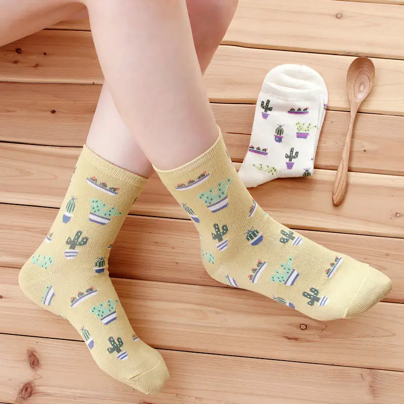 Ножка 22 25 см носки с кактусами модные повседневные растения мяч кактус Харадзюку