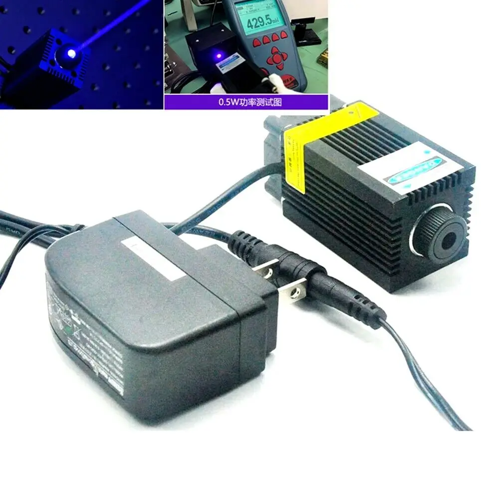 

33x55mm Focusable 405nm 500mW 0.5w Violet Blue Diodes Laser Dot Module w/ 12V Power Adapter Engraver