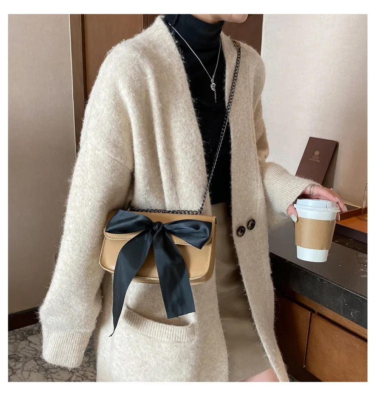 Модная сумка через плечо с бантом и цепочкой стильные сумки-мессенджеры женские