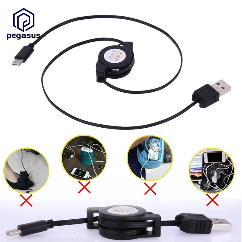 0 8 м USB 3 1 Тип C выдвижное зарядное устройство кабель для зарядки и синхронизации