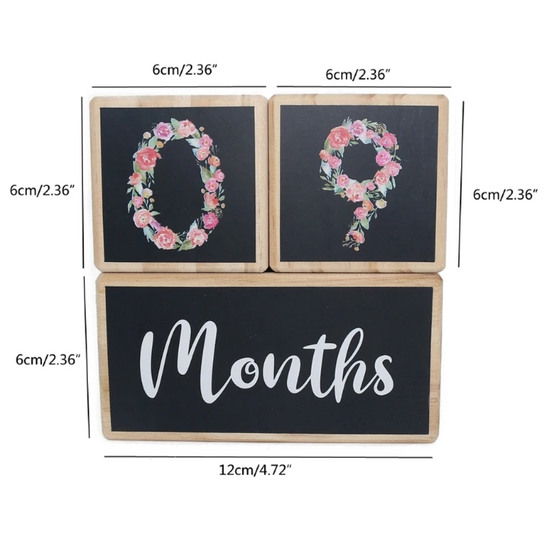 

1 Set Baby Milestone Memorial Monthly Wooden Block Photography Month Sticke Newborn Commemorative Age Card