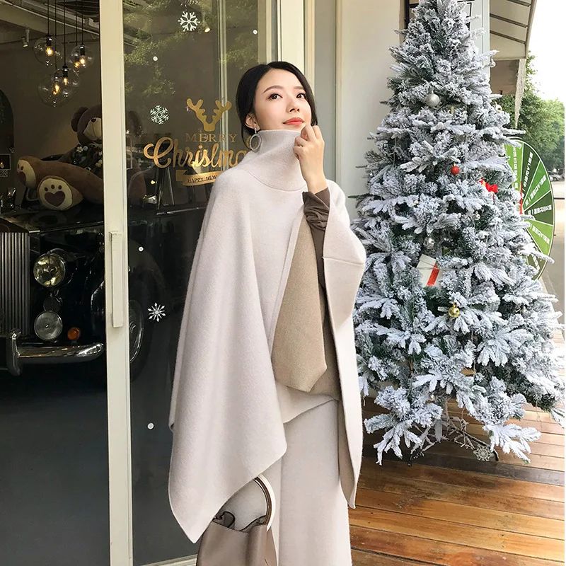 

Женский спортивный костюм оверсайз, комплект из 2 предметов, свитер с воротником, пуловер, прямые брюки, свитер, вязаная верхняя одежда, свитер, костюм