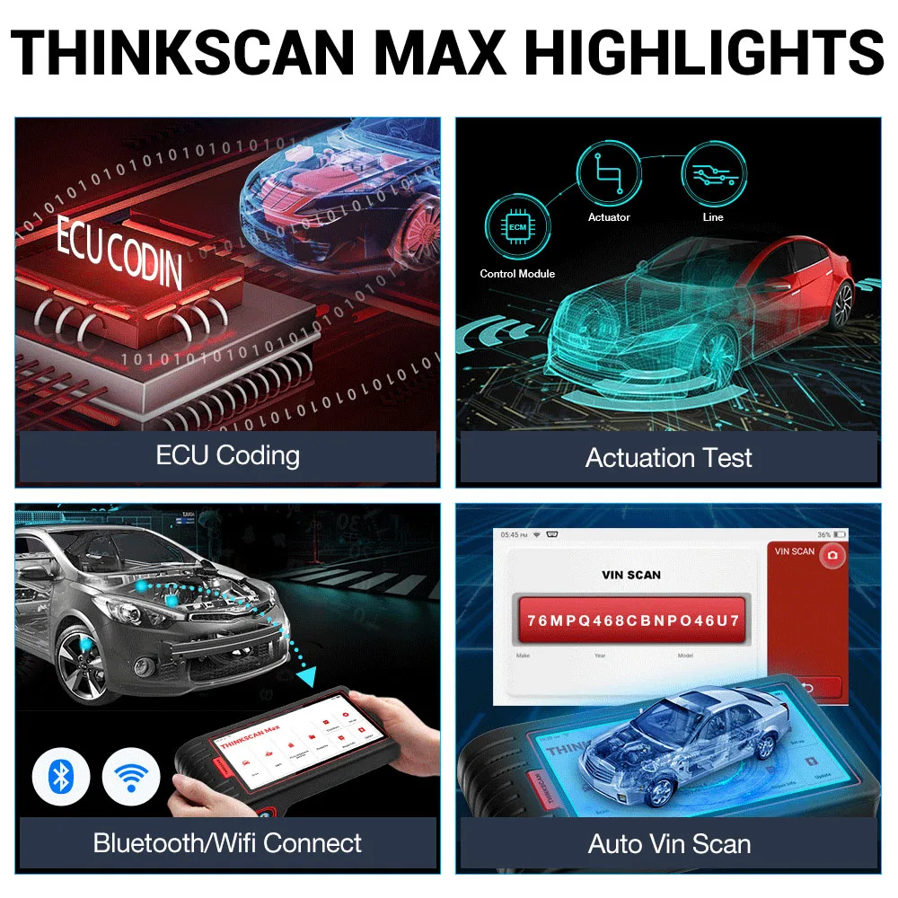 ThinkCar ThinkScan Max Автоматическая полная система диагностический сканер 28 Функция