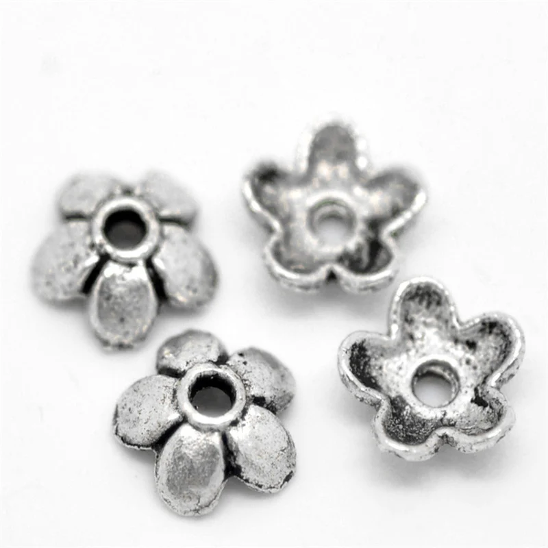 Doreen Box Lovely 300PCs Silver Color Flower Bead End Caps фурнитура 6mm x 6mm( 2/8 &quotx 2/8&quot) (B19897)|bead end caps|end capsbead |