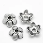 Doreen Box Lovely 300PCs Silver Color Flower Bead End Caps фурнитура 6mm x 6mm( 28 