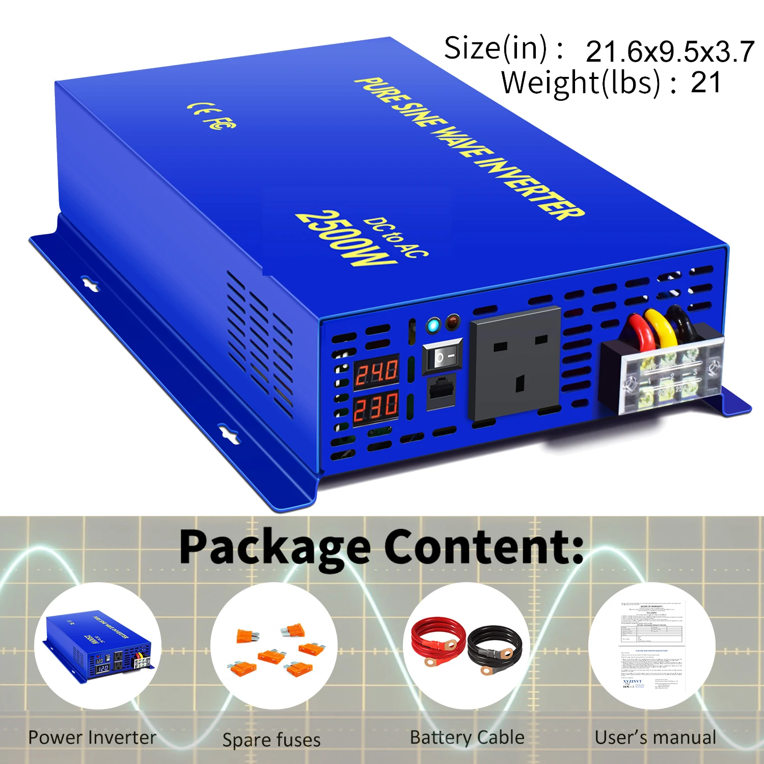 

XYZ INVT 2500W Solar Inverter 12V 220V DC TO AC Customizable Off-grid System Pure Sine Wave Inverter With Wired Remote Control