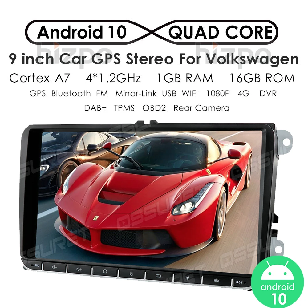 Автомобильный мультимедийный плеер 2 Din на Android 10 с GPS для Volkswagen VW Golf Passat B6 Touran Polo Sedan