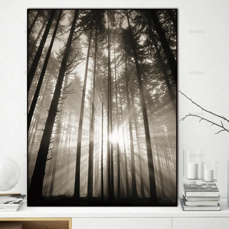 

Canvas Painting No Frame Sun Forest Nordic Abstract Hope Wall Picture Living Room Landscape Art Decoration Picture Scandinavian